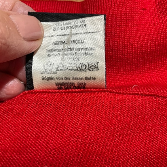 MONDI 100% Merino Wool Red Long Sleeve Sweater Tie Neckline MADE IN W. GERMANY - Picture 8 of 11